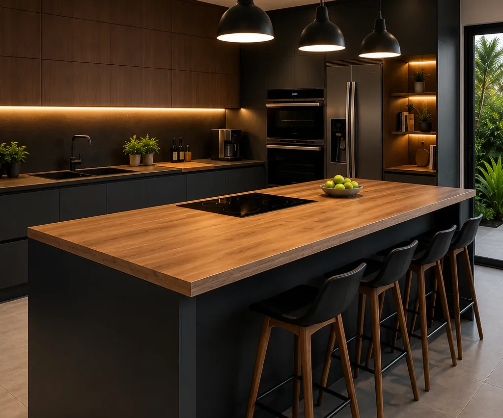 Cuisine sur mesure avec îlot central